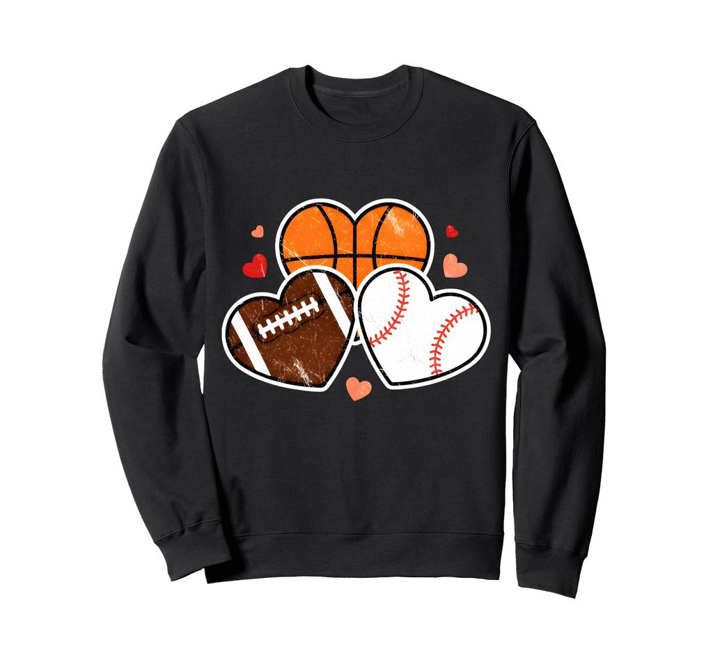 Heart Football Basketball Soccer Sweatshirt - Novelty Apparel for Adults