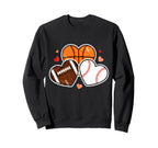 Heart Football Basketball Soccer Sweatshirt - Novelty Apparel for Adults