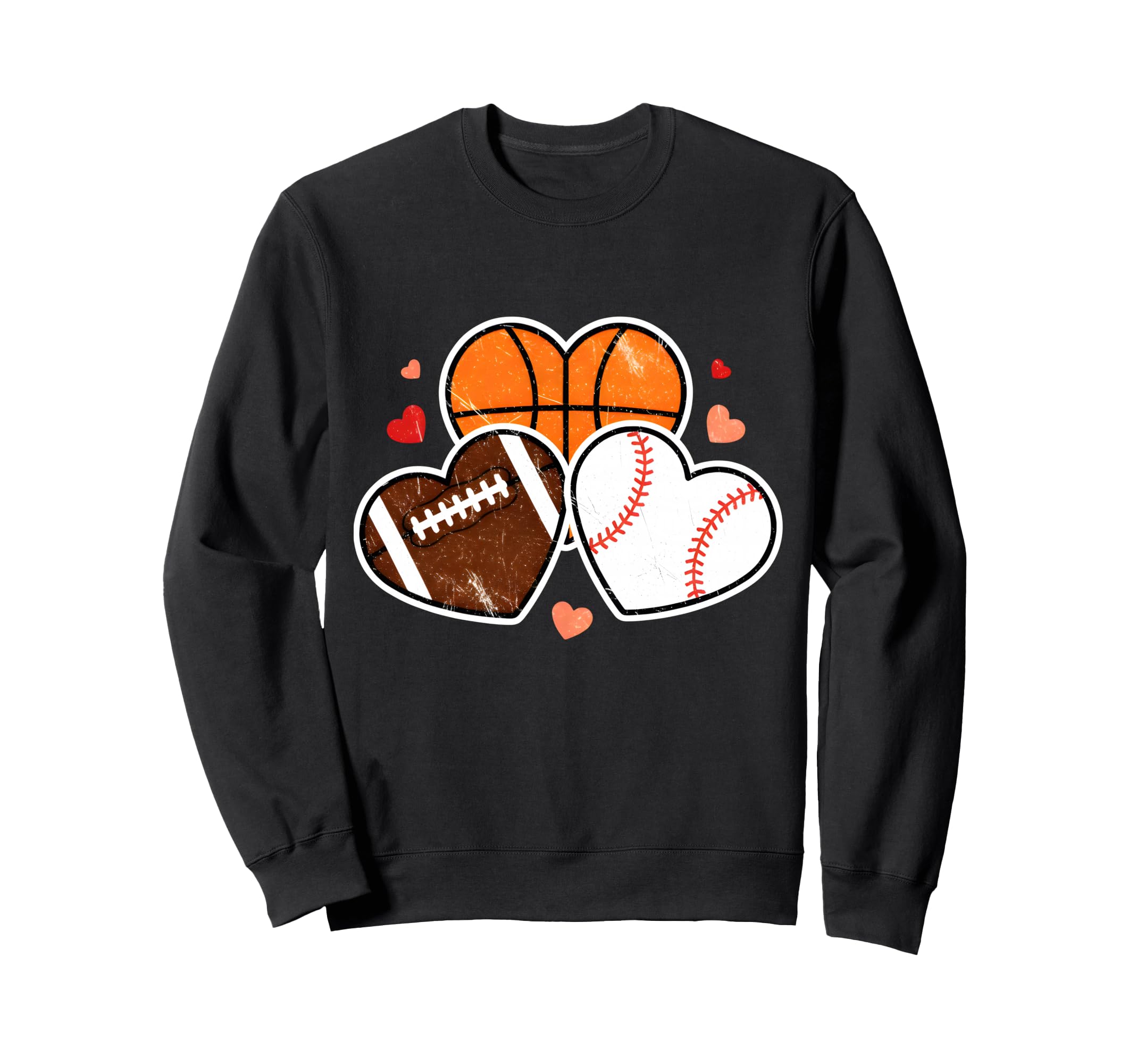 Heart Football Basketball Soccer Sweatshirt - Novelty Apparel for Adults