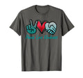 Peace Love Kindness Symbols Teal T-Shirt - Casual Everyday Wear Men Women