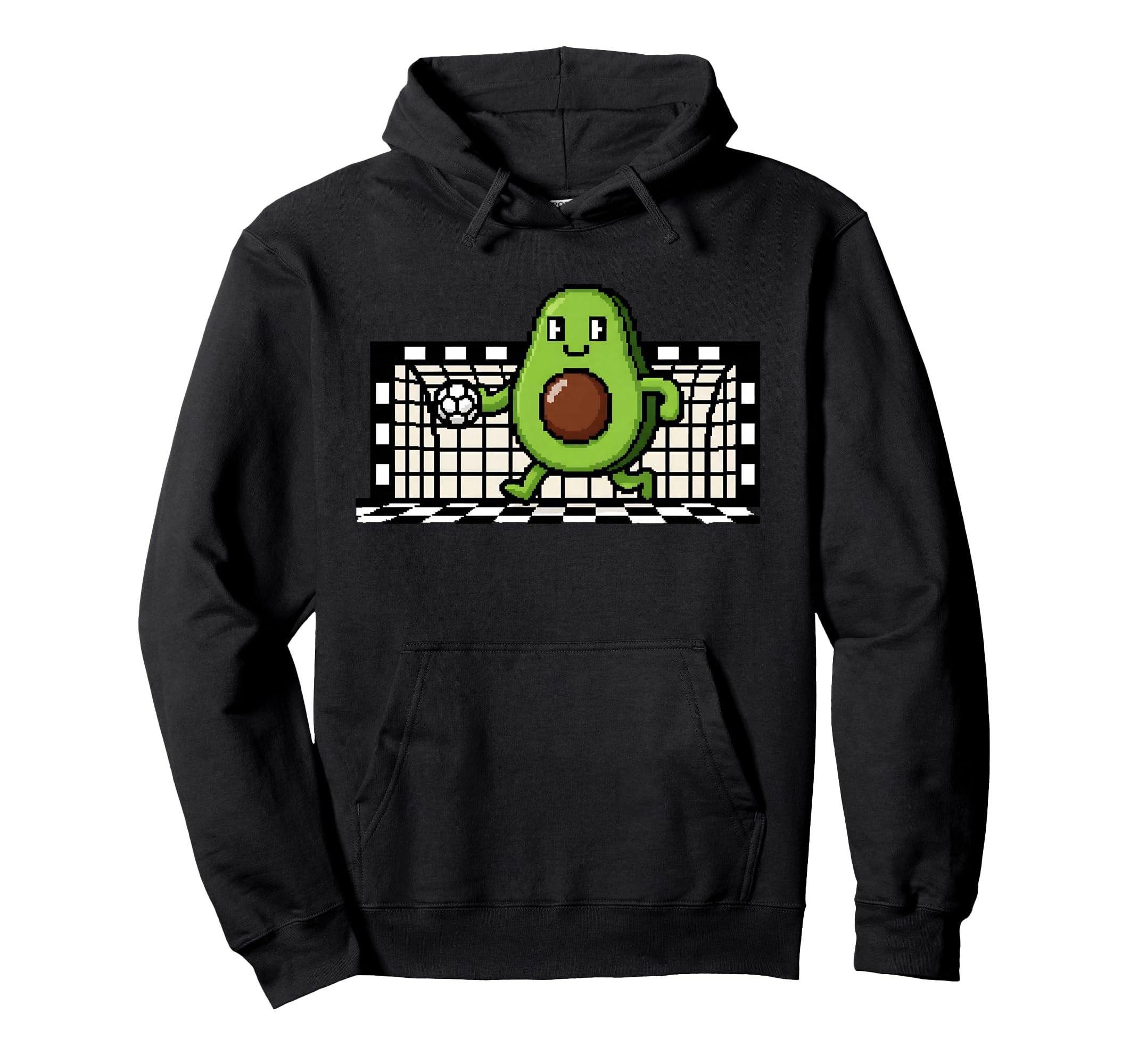 Kawaii Avocado Soccer Goalie Pixel Art Hoodie - Custom Art Print Unisex