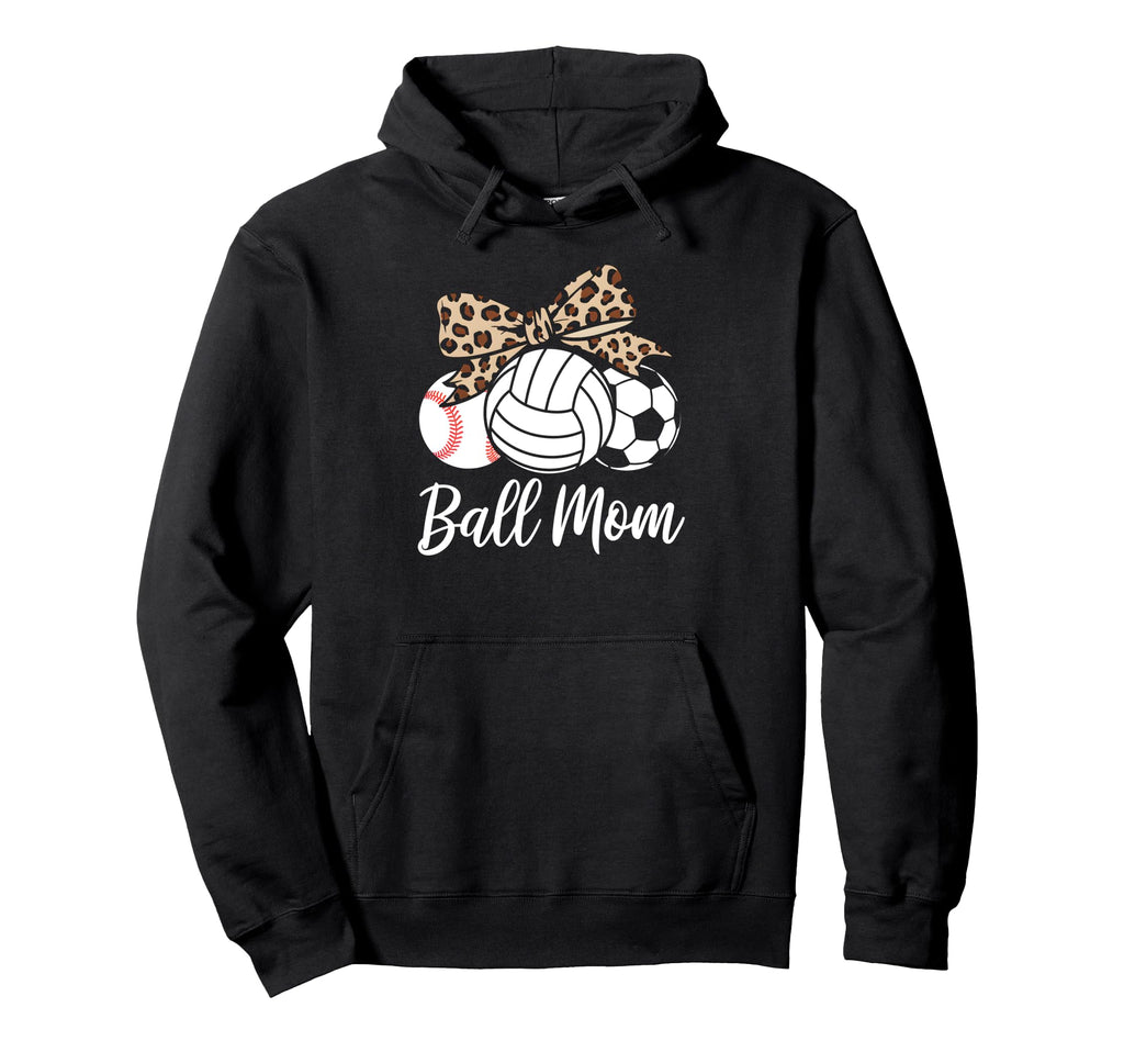 Ball Mom Baseball Volleyball Soccer Hoodie - Minimalist Print for Adults