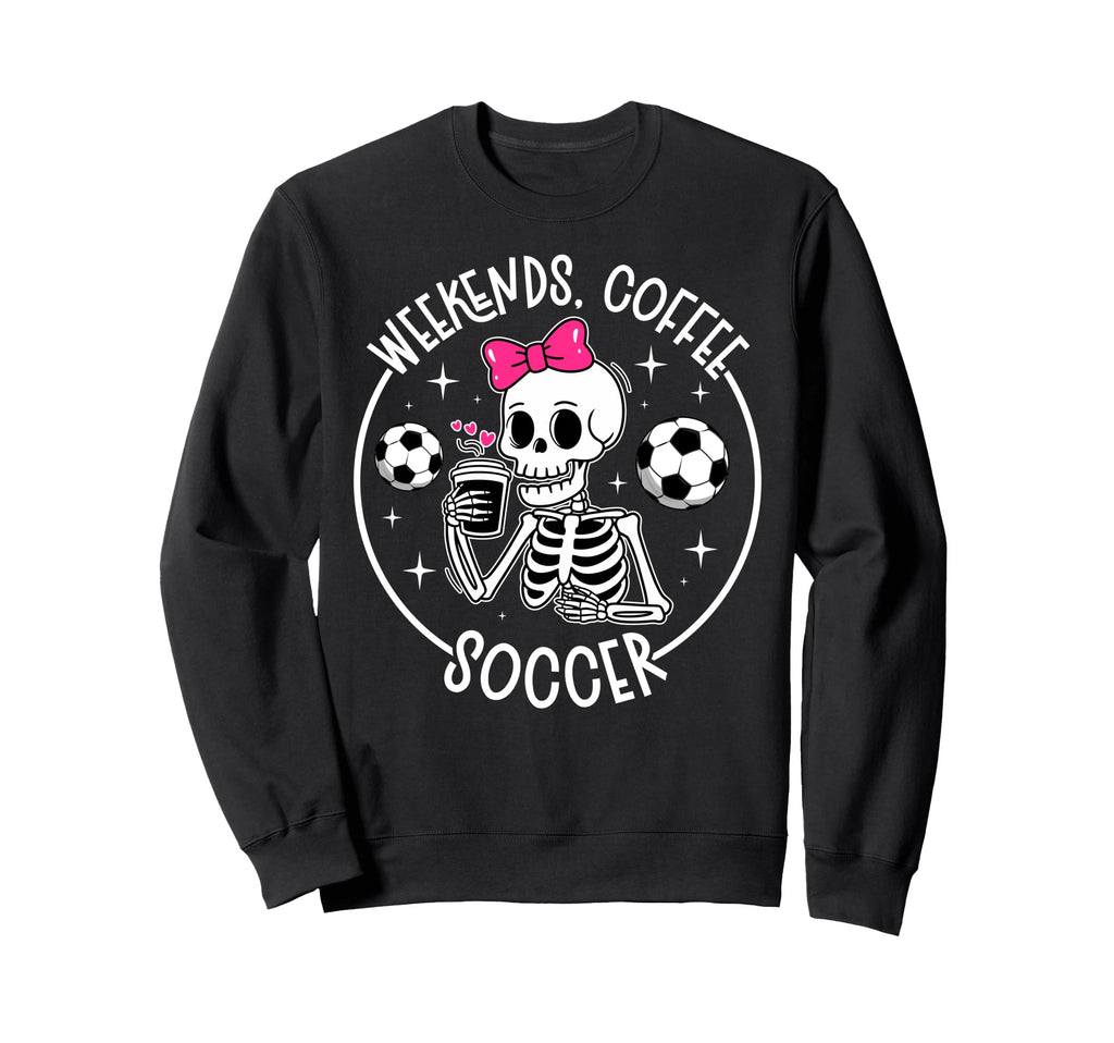 Weekends Coffee Soccer Mom Soccer Sweatshirt - Minimalist Print for Adults