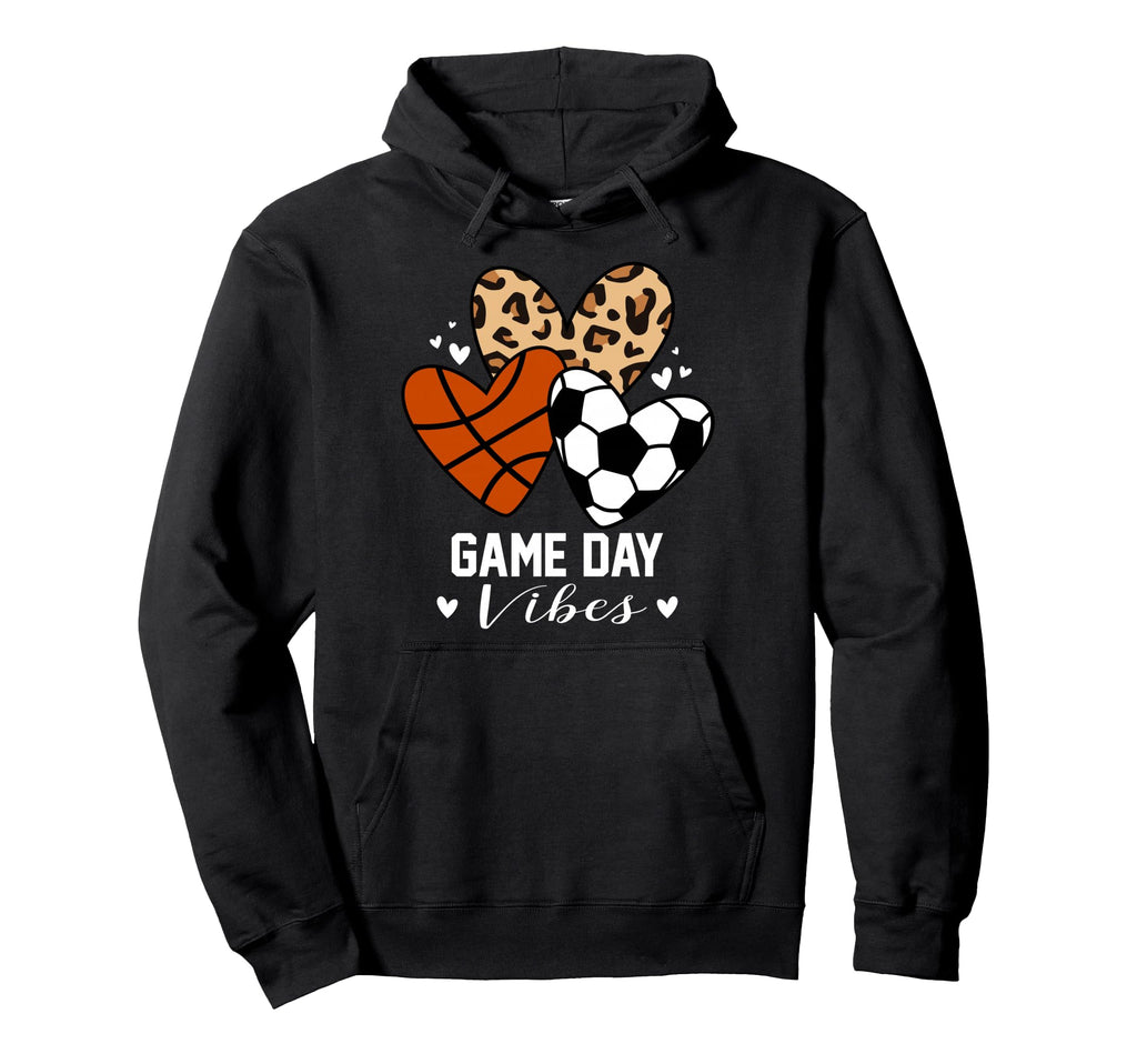 Game Day Vibes Funny Soccer Basketball Mom Hoodie - Unique Graphic Unisex