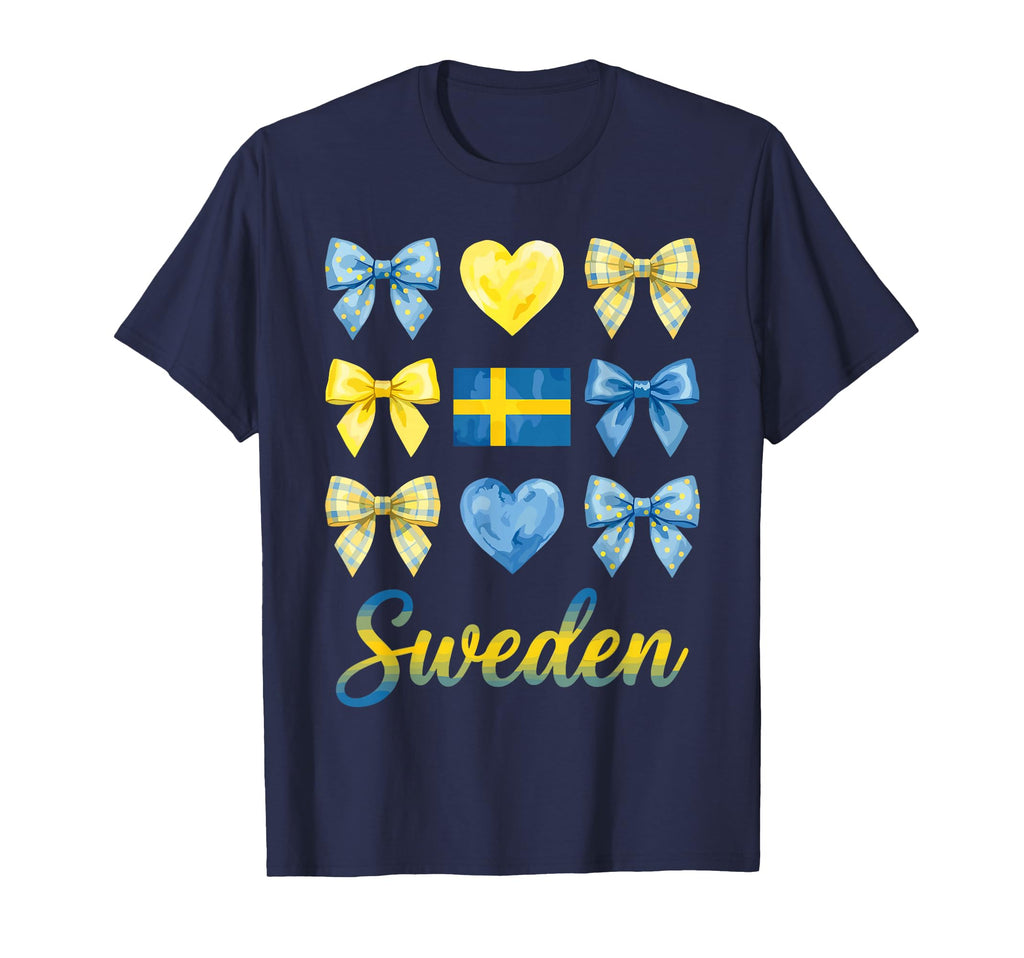 Coquette Bow Swedish Flag Sweden T-Shirt - Fun Novelty Design for Adults