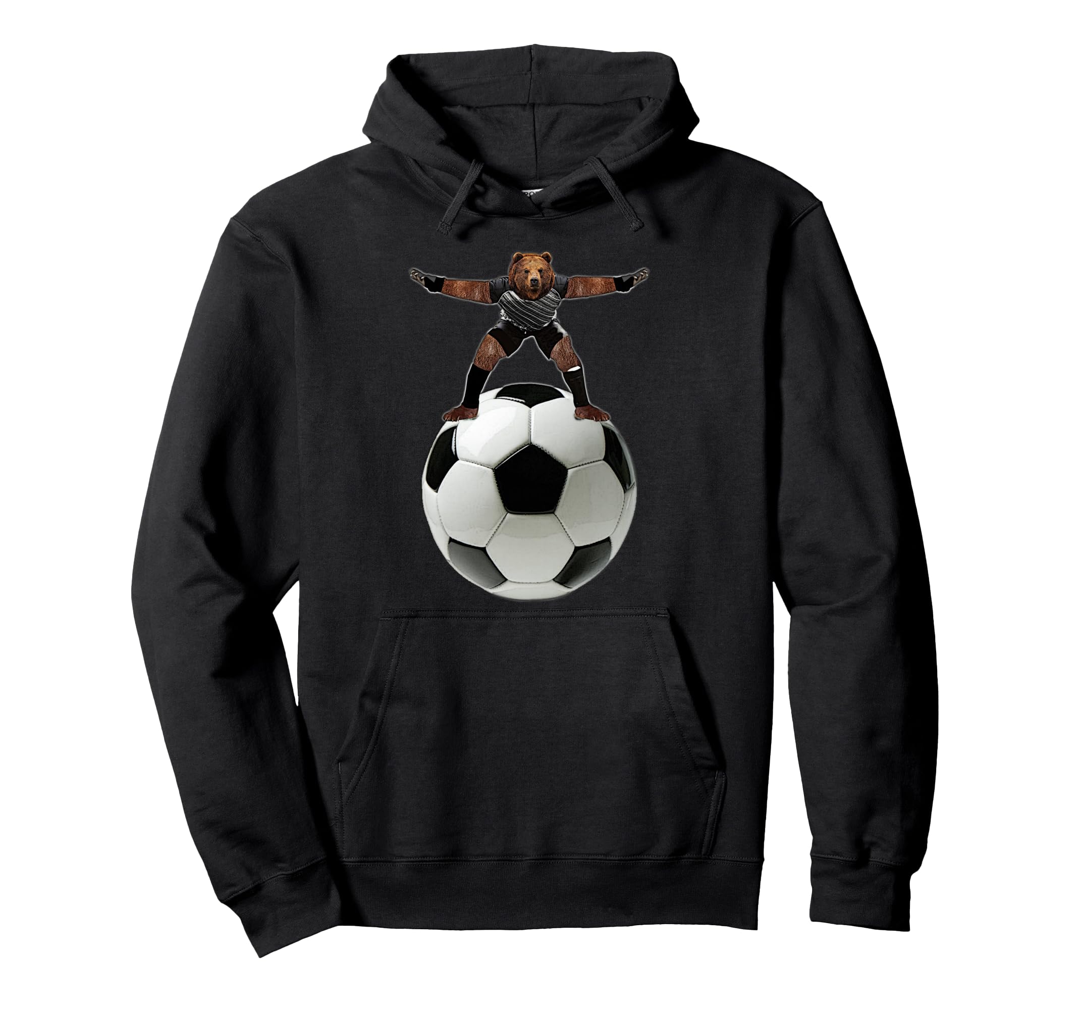 Bear Goalie Soccer Ball Behrbones Hoodie - Casual Everyday Wear Men Women