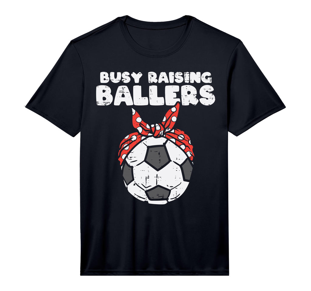 Mens Busy Raising Ballers Soccer Polka T-Shirt - Unique Graphic Unisex