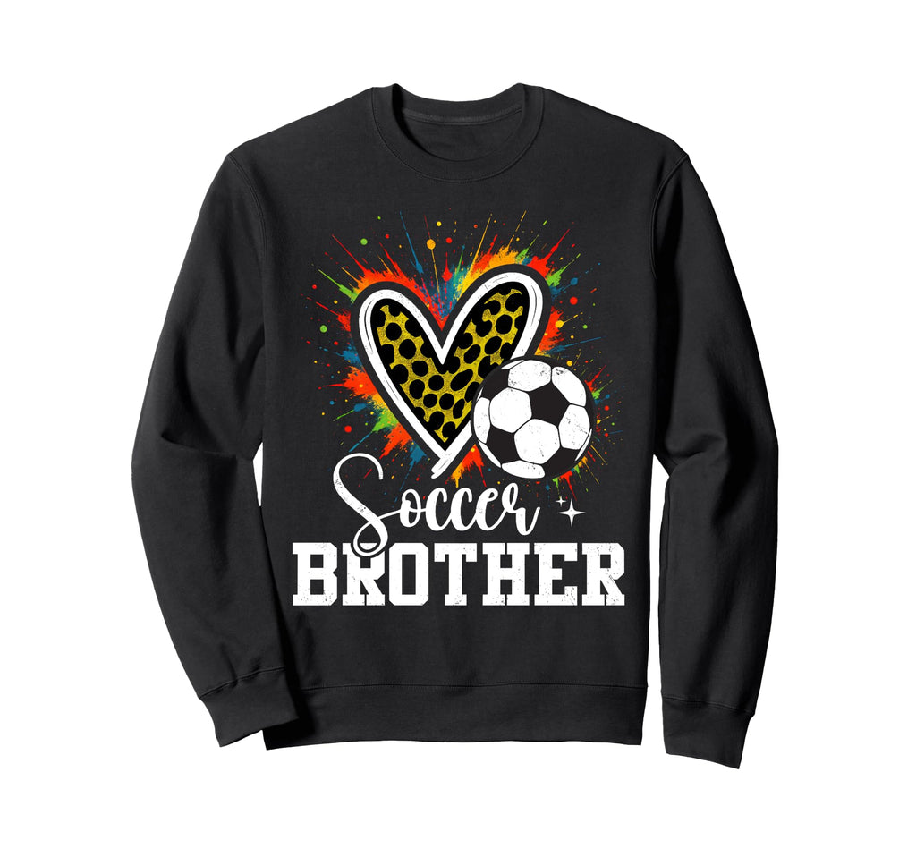 Soccer Brother Leopard Heart Colorful Sweatshirt - Aesthetic Graphic Unisex