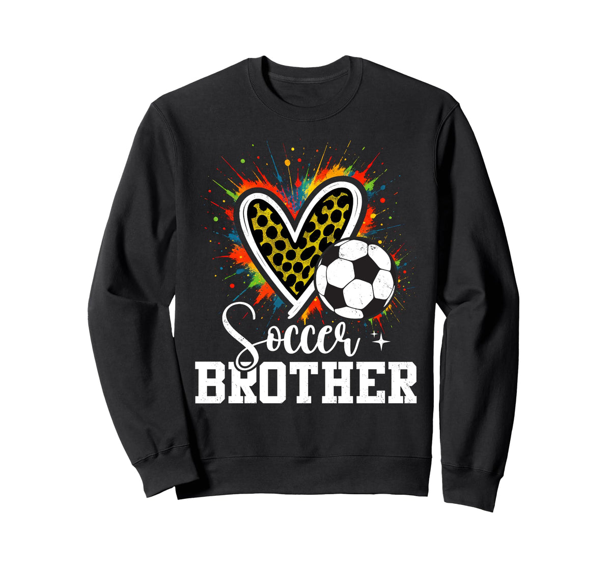 Soccer Brother Leopard Heart Colorful Sweatshirt - Aesthetic Graphic Unisex