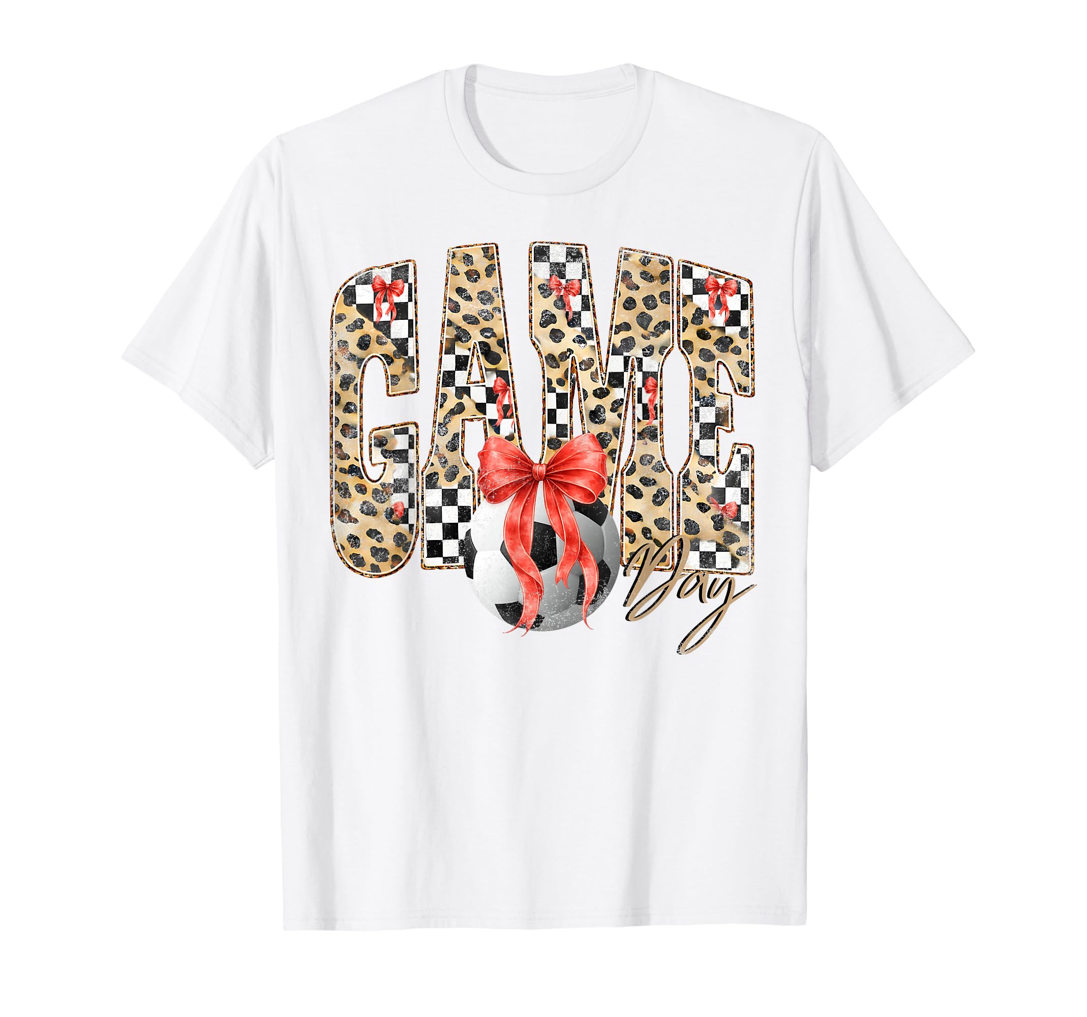 Leopard Checkered Game Day Soccer T-Shirt - Custom Art Print Men Women