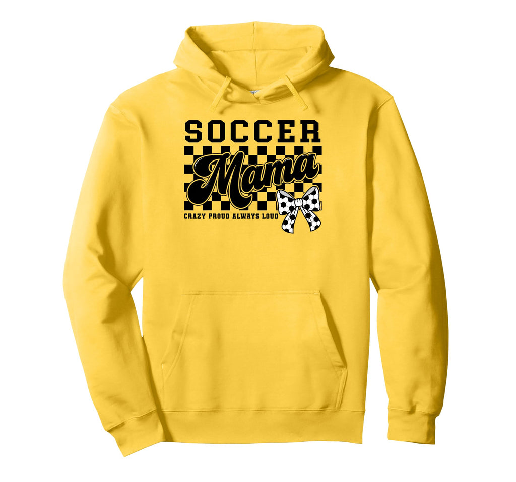Soccer Mama Crazy Proud Always Loud Bow Hoodie - Graphic Print Unisex