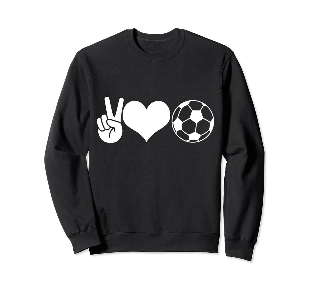 Soccer Peace Love Soccer Player Sweatshirt - Unique Graphic Unisex