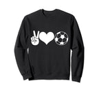 Soccer Peace Love Soccer Player Sweatshirt - Unique Graphic Unisex