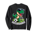 Soccersaurus Dinosaur T Rex Soccer Sweatshirt - Unique Graphic Unisex