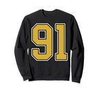 Old Gold Black White Sports Number Sweatshirt - Graphic Print for Adults
