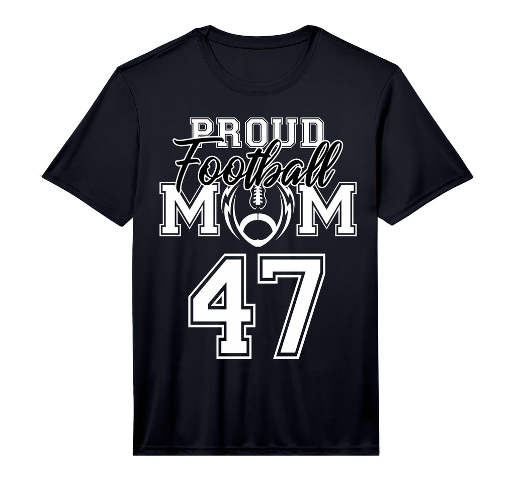 Custom Proud Football Mom Number T-Shirt - Casual Everyday Wear for Adults