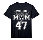 Custom Proud Football Mom Number T-Shirt - Casual Everyday Wear for Adults
