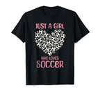Just Who Loves Soccer Heart Womens T-Shirt - Aesthetic Graphic for Adults