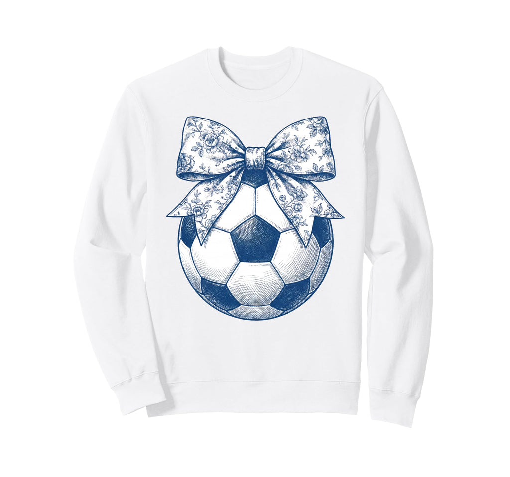 Soccer Floral Blue Toile Coquette Sweatshirt - Streetwear Style Men Women