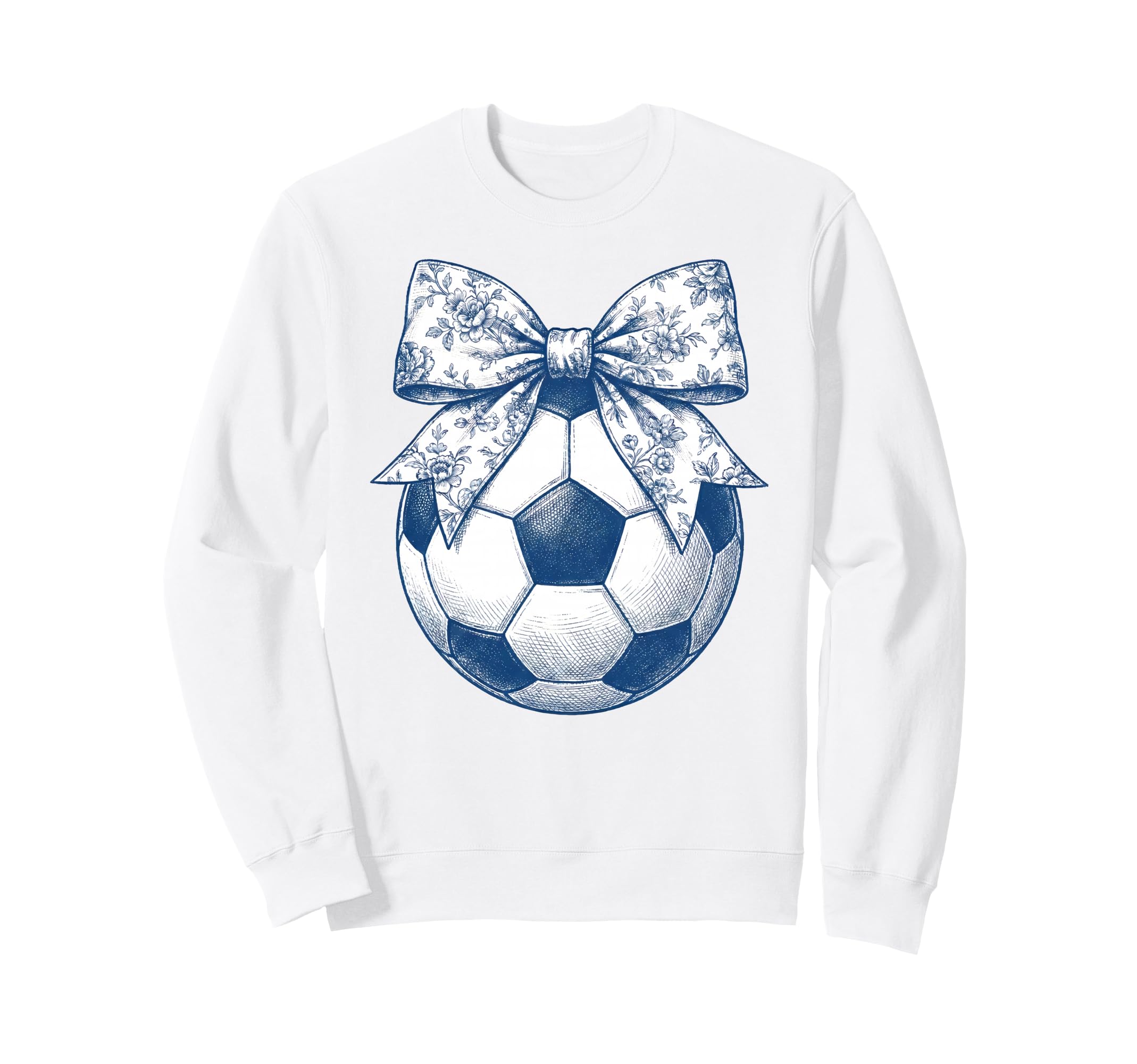 Soccer Floral Blue Toile Coquette Sweatshirt - Streetwear Style Men Women