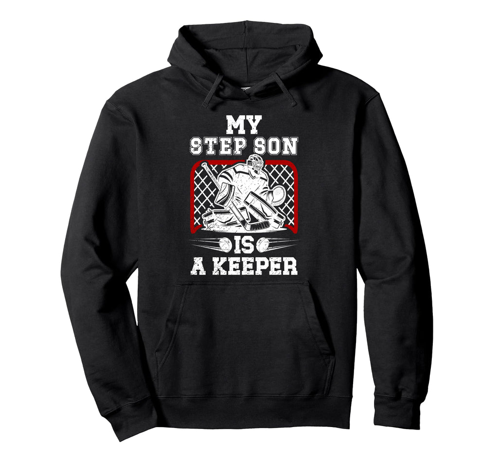 Hockey Keeper Step Dad Hockey Goalie Hoodie - Minimalist Print Unisex