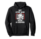 Hockey Keeper Step Dad Hockey Goalie Hoodie - Minimalist Print Unisex