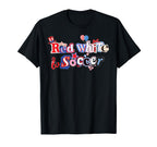 Red White Soccer Mom Patriotic Soccer T-Shirt - Trendy Graphic for Adults