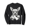 Chihuahua Dog Black White Player Sweatshirt - Aesthetic Graphic Men Women