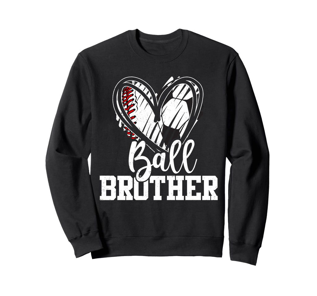 Ball Brother Heart Baseball Soccer Ball Hoodie - Custom Art Print Unisex