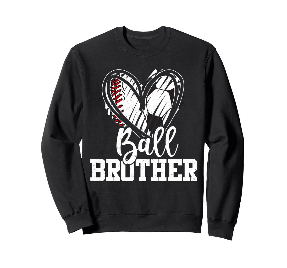 Ball Brother Heart Baseball Soccer Ball Hoodie - Custom Art Print Unisex