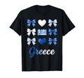 Coquette Bow Greek Flag Greece Hearts T-Shirt - Unique Graphic for Adults