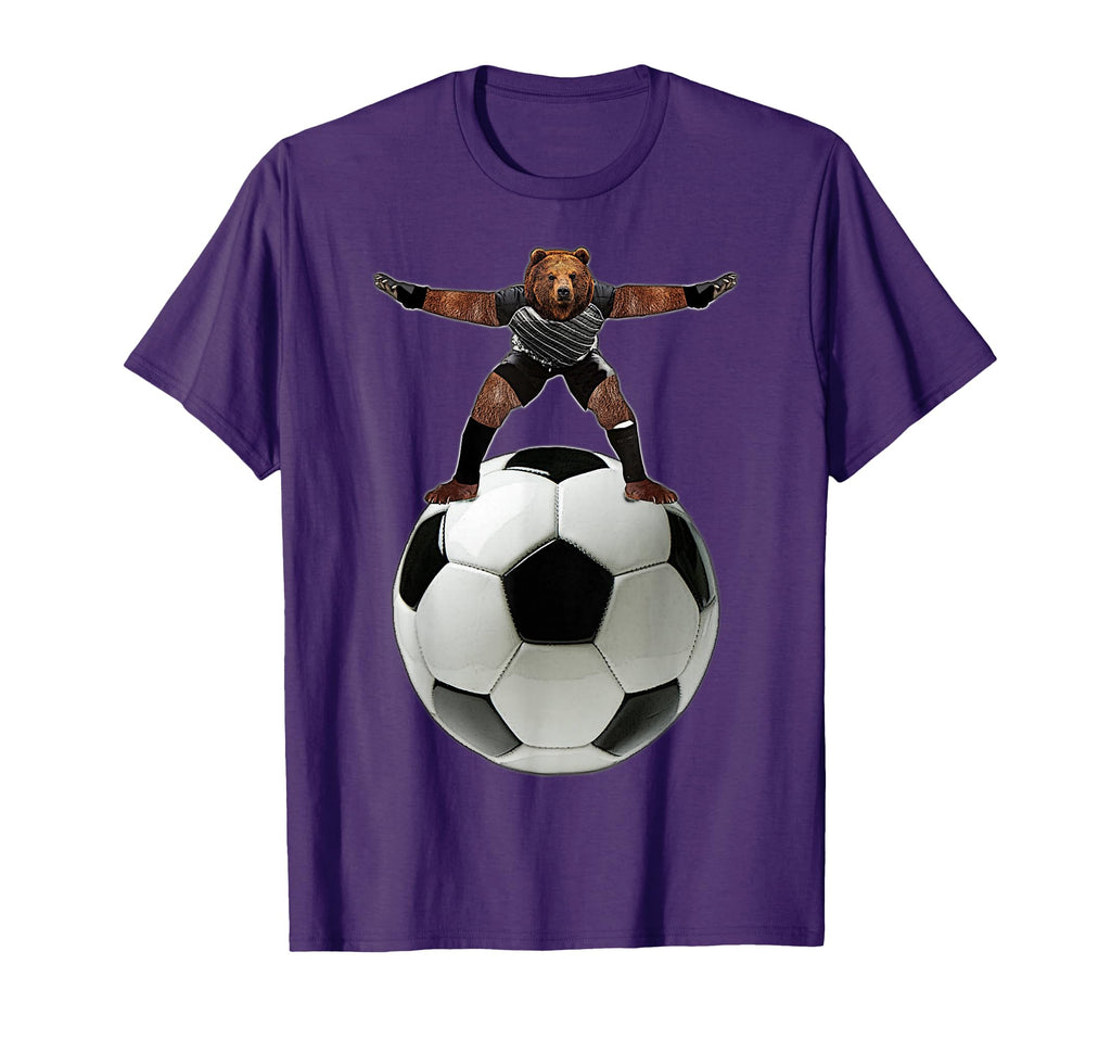 Bear Goalie Soccer Ball Behrbones T-Shirt - Casual Everyday Wear Men Women