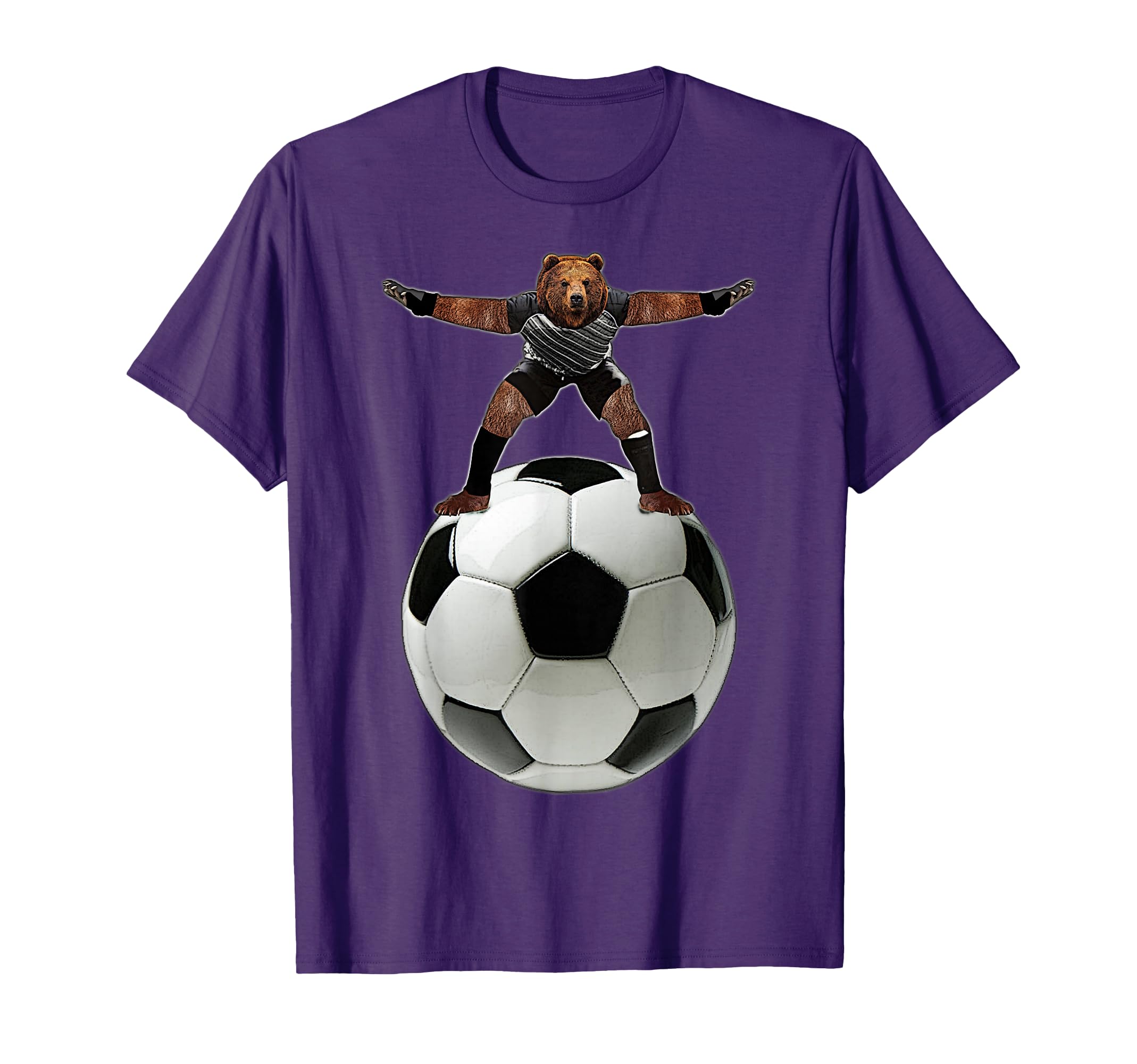 Bear Goalie Soccer Ball Behrbones T-Shirt - Casual Everyday Wear Men Women