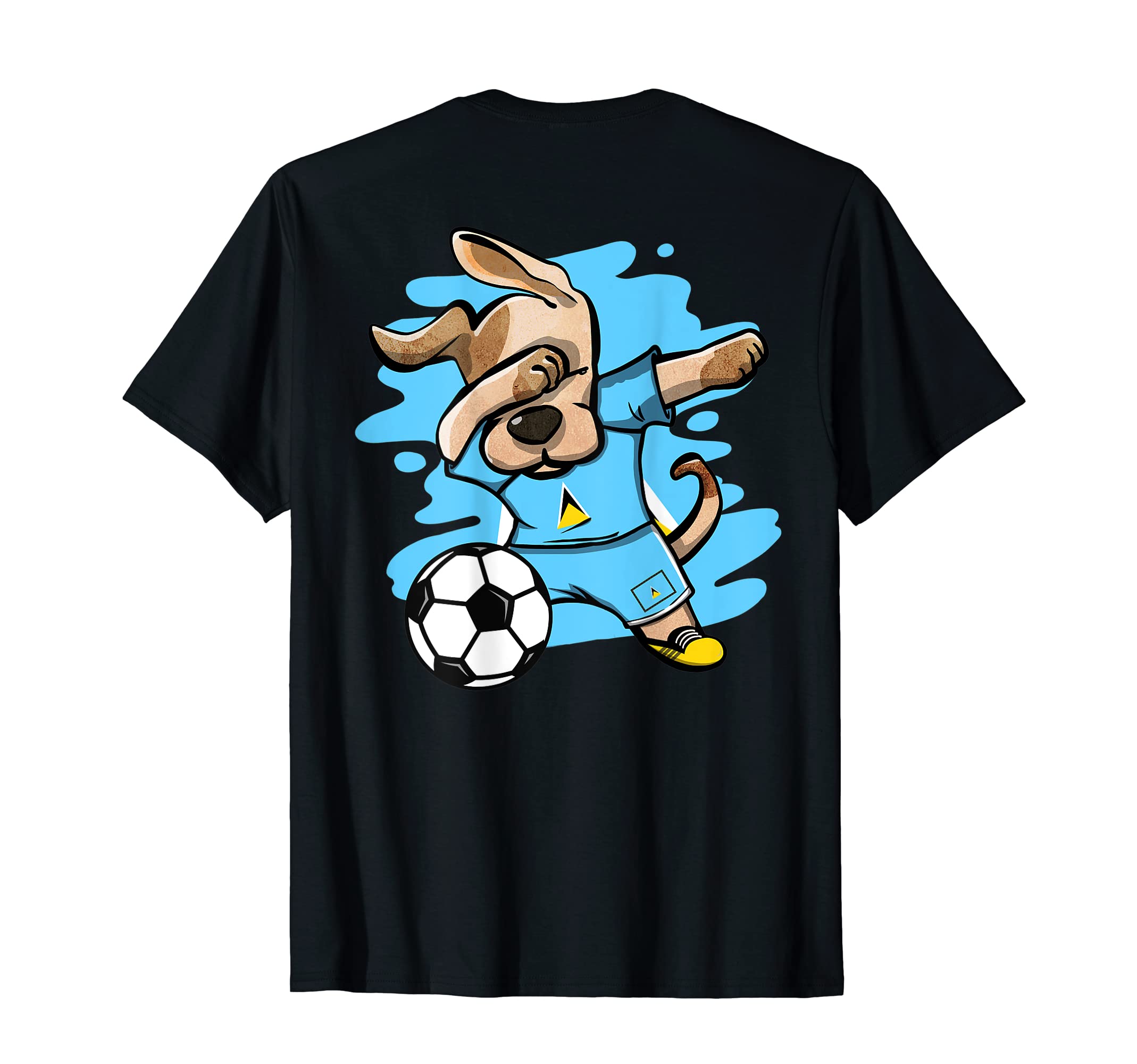 Dabbing Dog Saint Lucia Soccer Fans T-Shirt - Fun Novelty Design Men Women