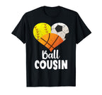 Ball Cousin Heart Softball Soccer T-Shirt - Minimalist Print for Adults