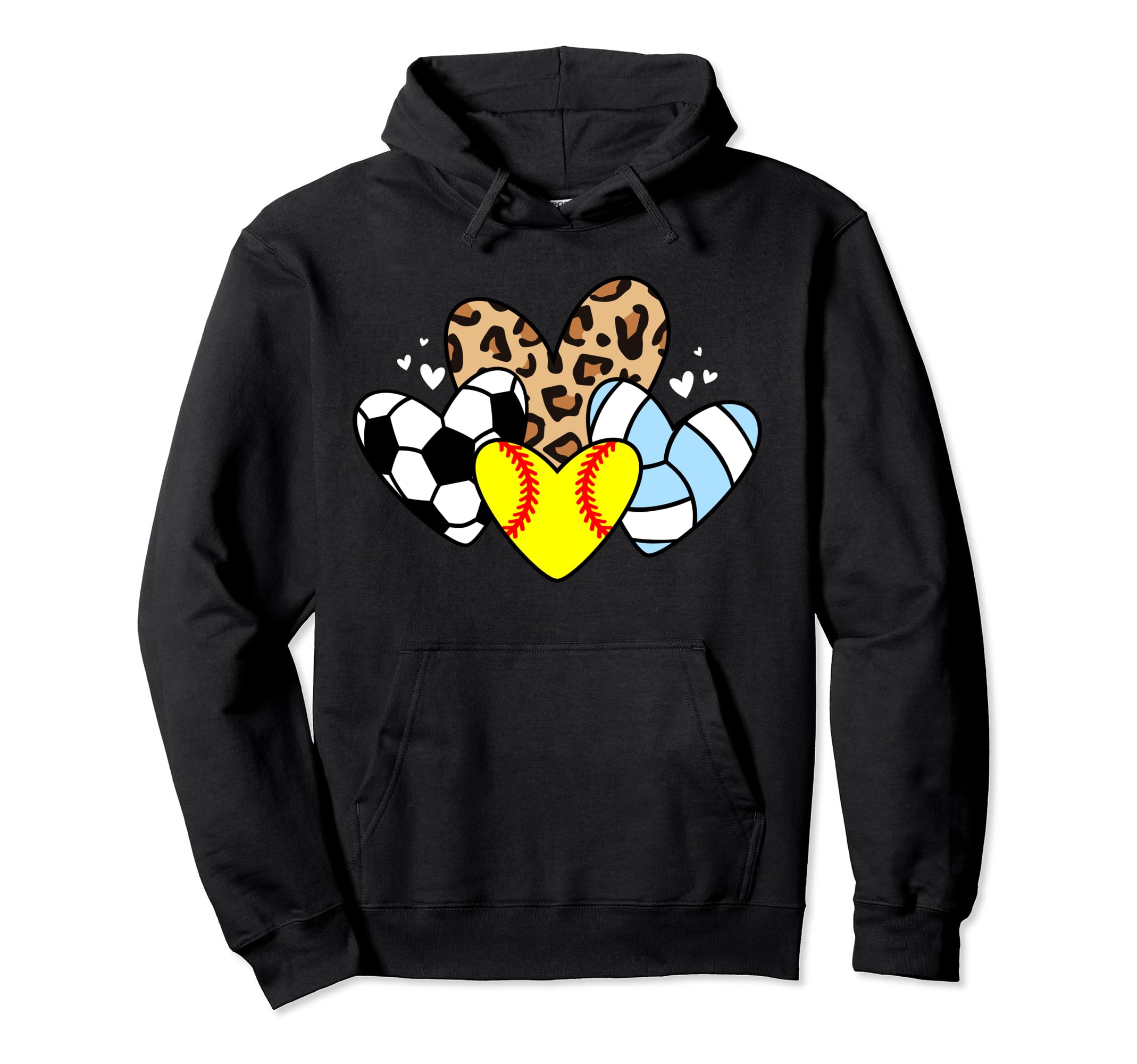 Softball Volleyball Soccer Heart Funny Hoodie - Novelty Apparel Unisex