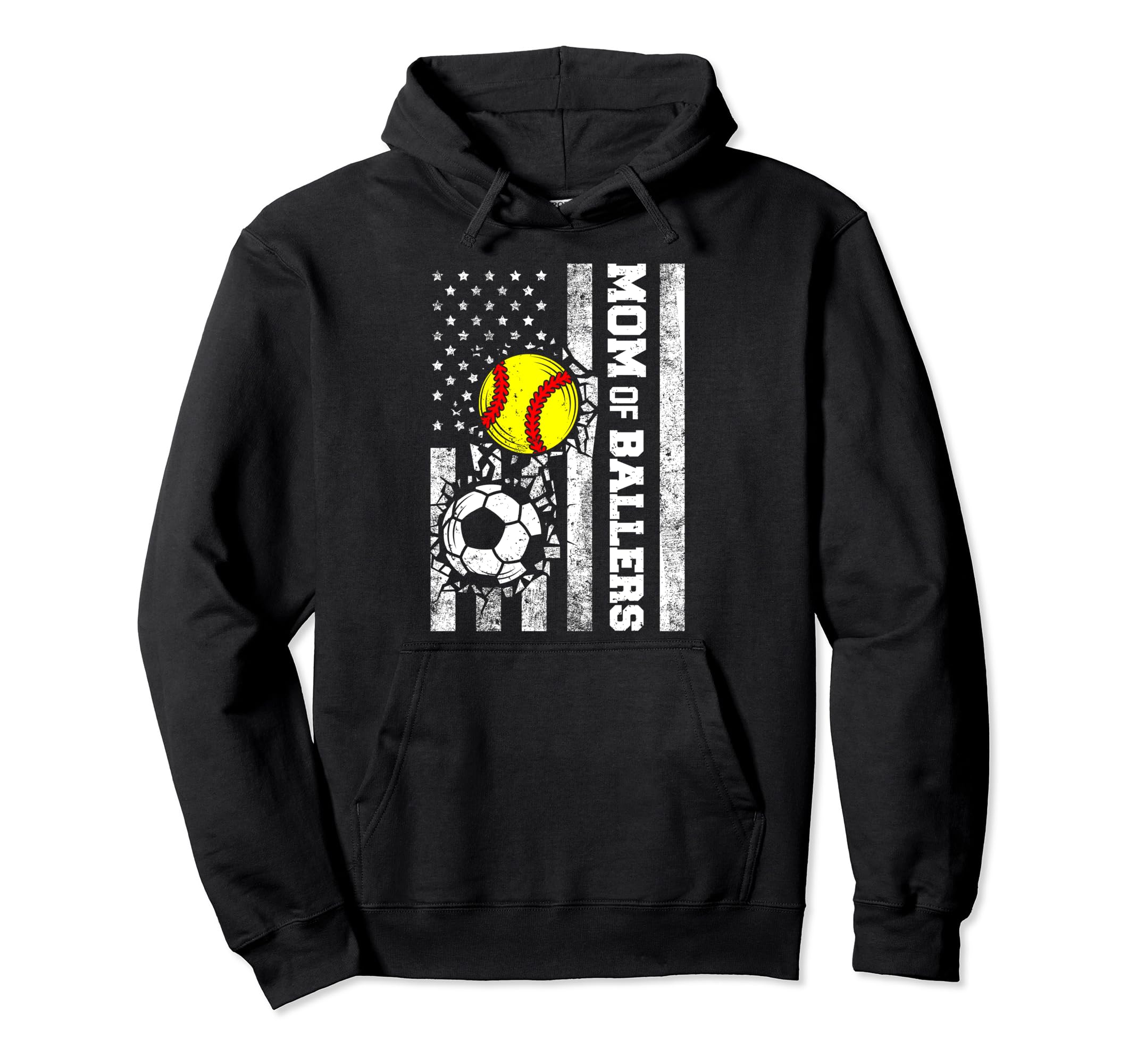 Mom Ballers Funny Usa Flag Soccer Hoodie - Fun Novelty Design Men Women
