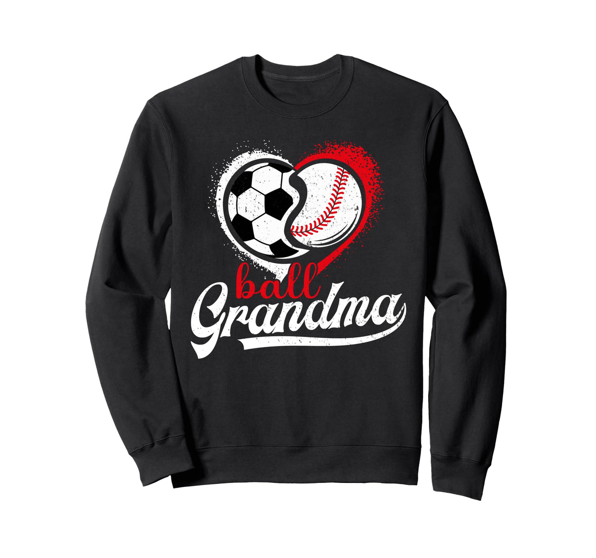 Ball Grandma Heart Soccer Baseball Sweatshirt - Minimalist Print Unisex