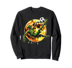Spooky Zombie Playing Soccer Halloween Sweatshirt - Graphic Print Unisex