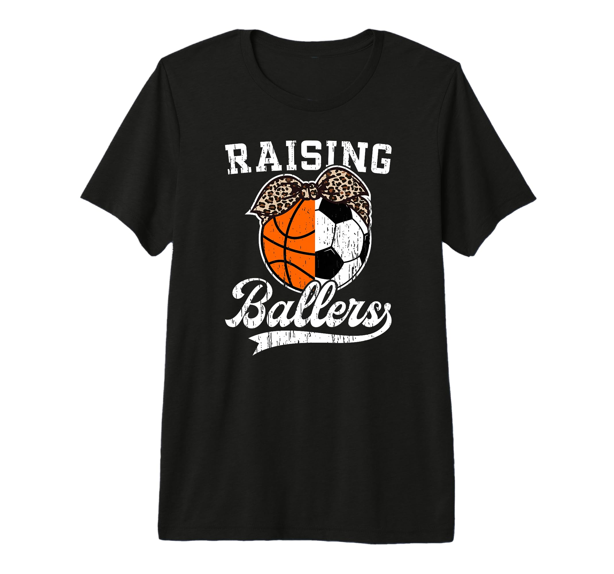 Raising Ballers Soccer Basketball Mom T-Shirt - Graphic Print Unisex