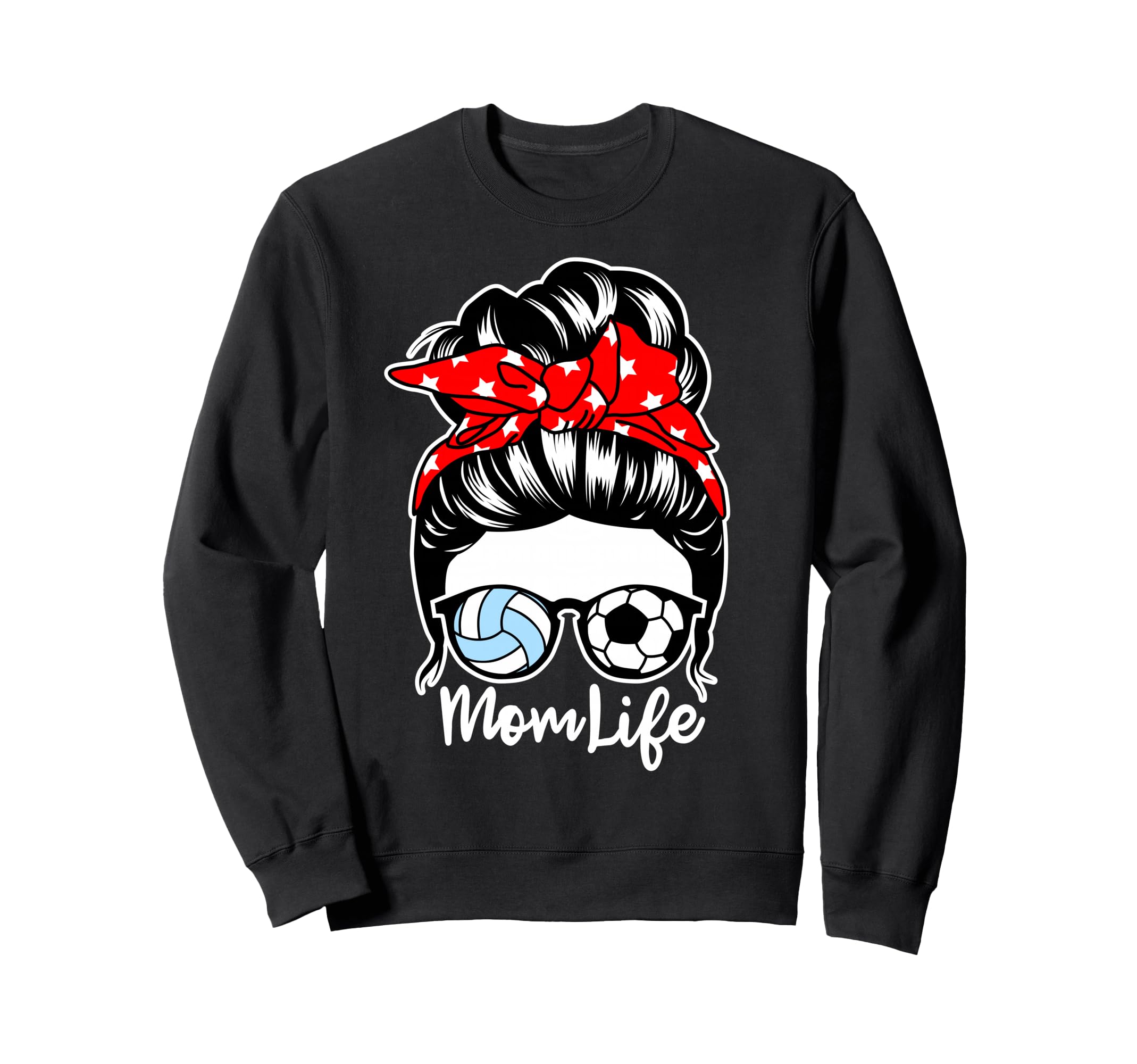 Mom Life Messy Bun Hair Soccer Sweatshirt - Minimalist Print Unisex