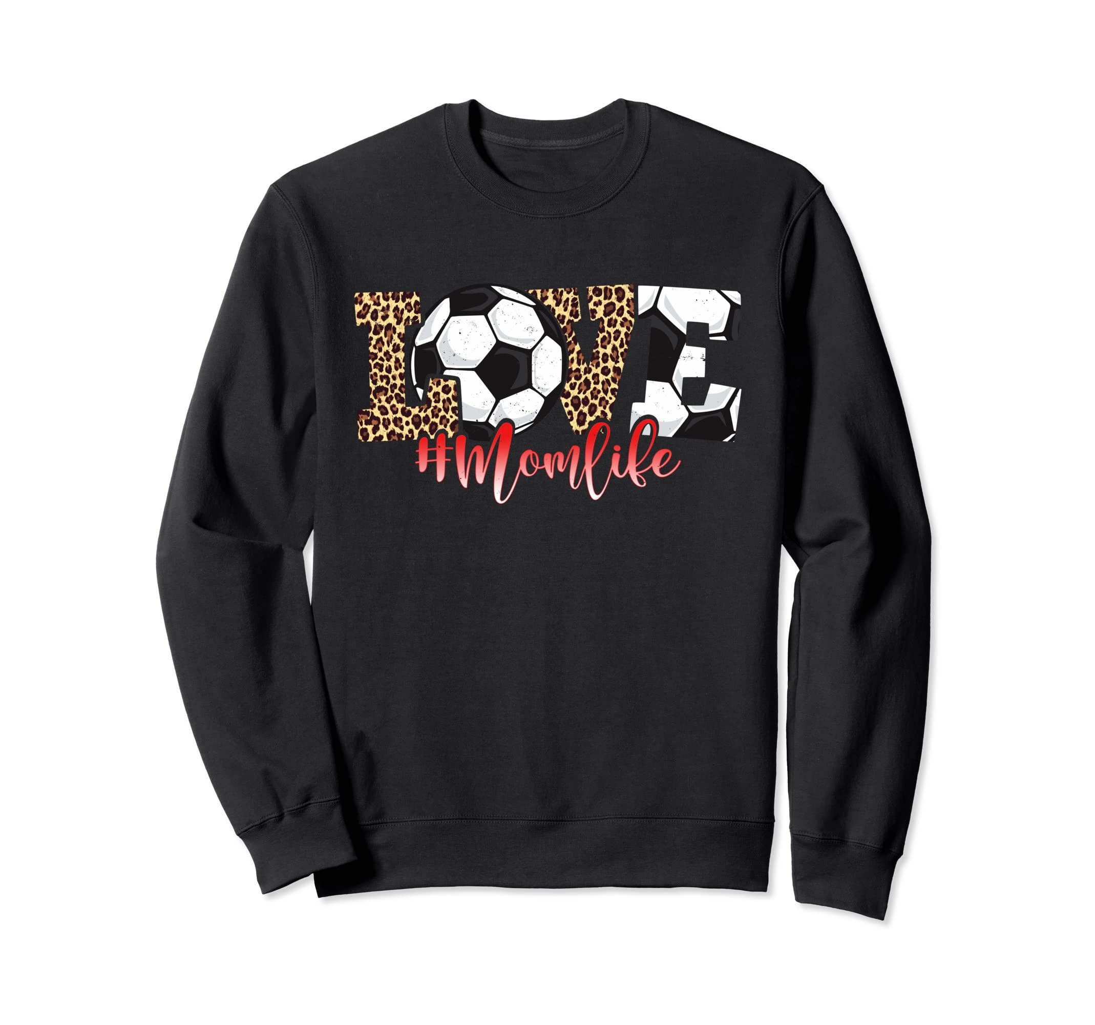 Leopard Soccer Mom Funny Mothers Day Sweatshirt - Graphic Print for Adults