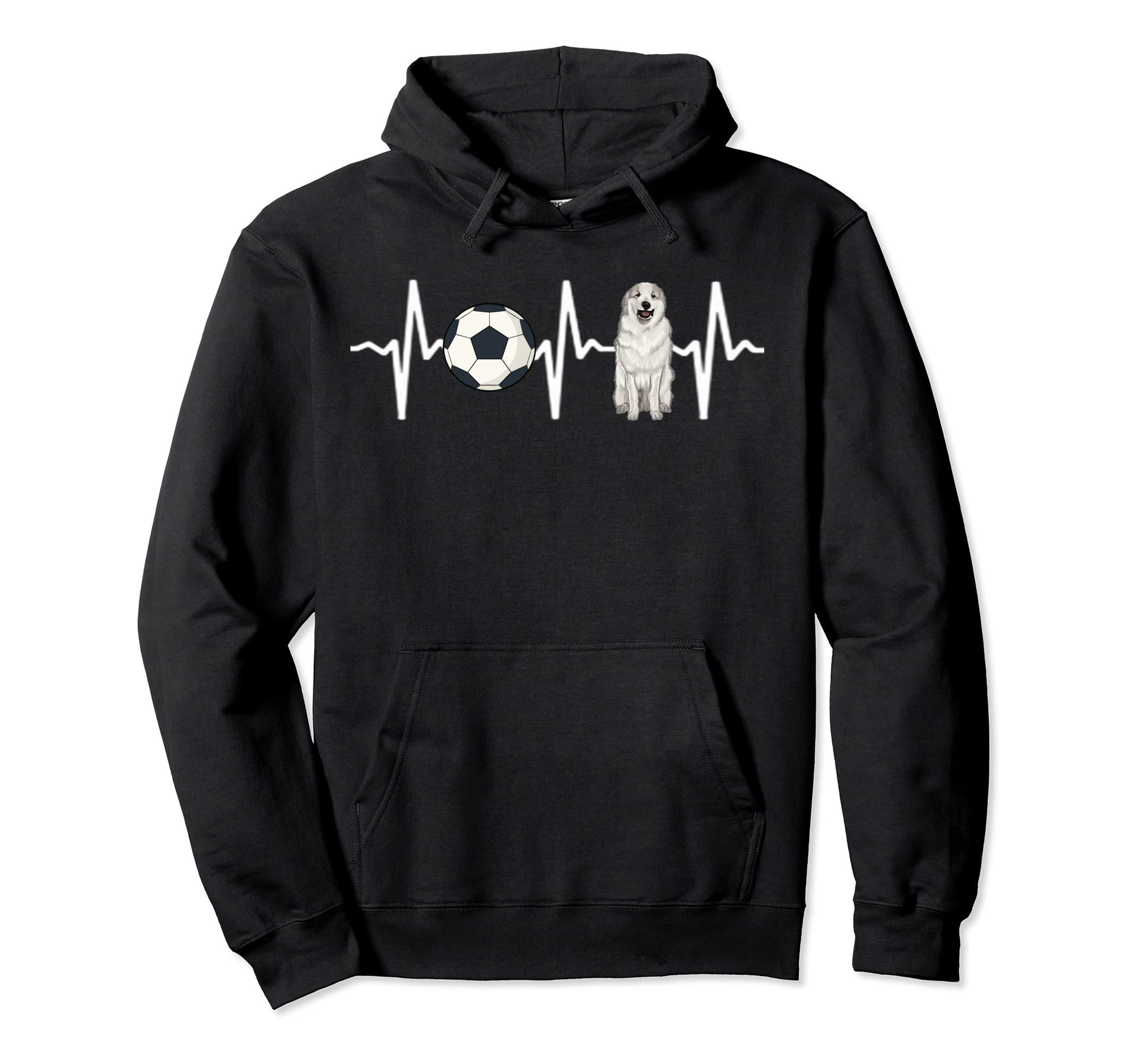 Soccer Great Pyrenee Heartbeat Dog Lover Hoodie - Aesthetic Graphic Unisex