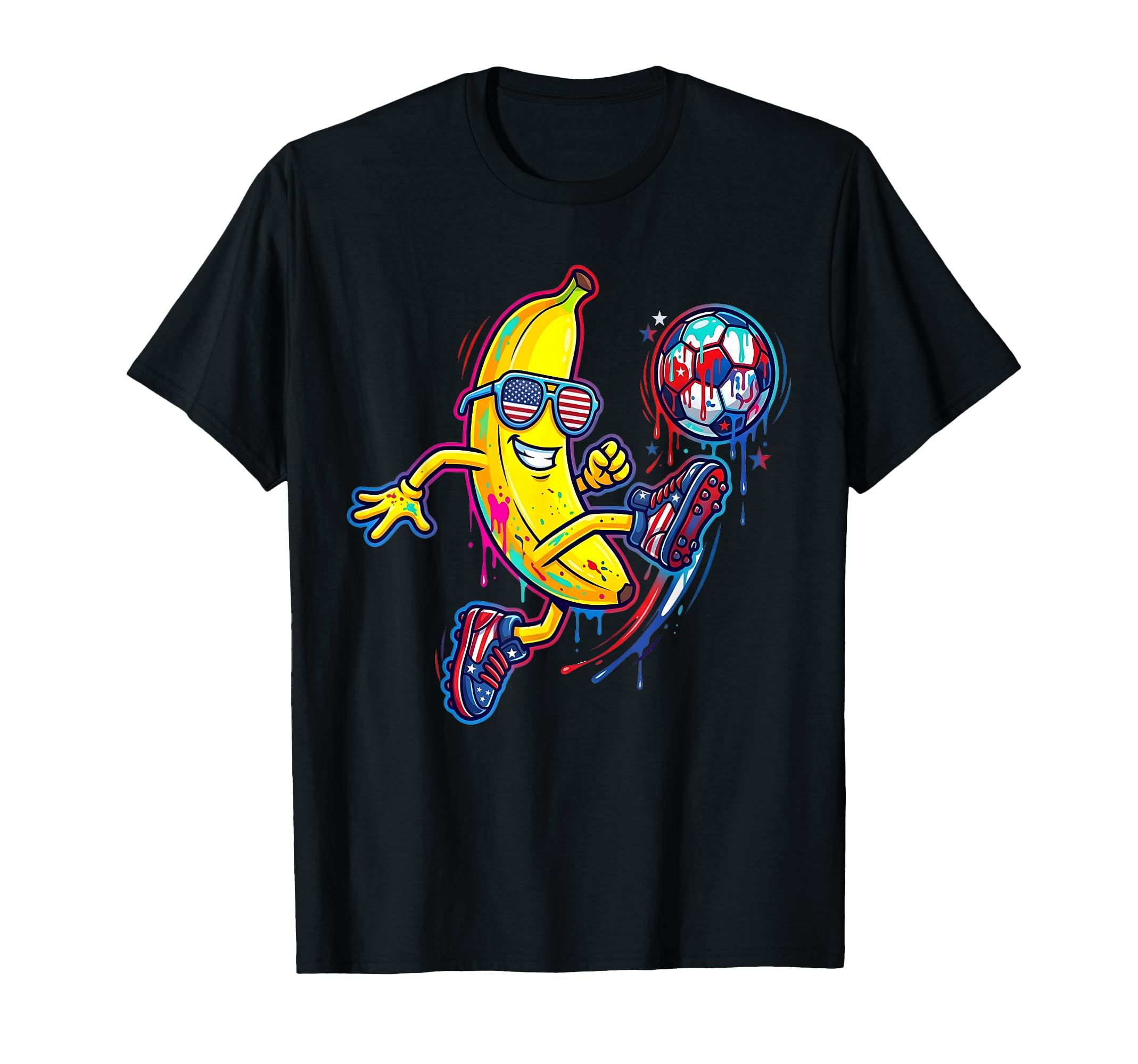 Banana Soccer Player Usa Patriotic Funny T-Shirt - Novelty Apparel Unisex
