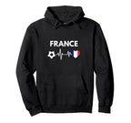 France Flag Heartbeat Soccer Hoodie - Custom Art Print Unisex