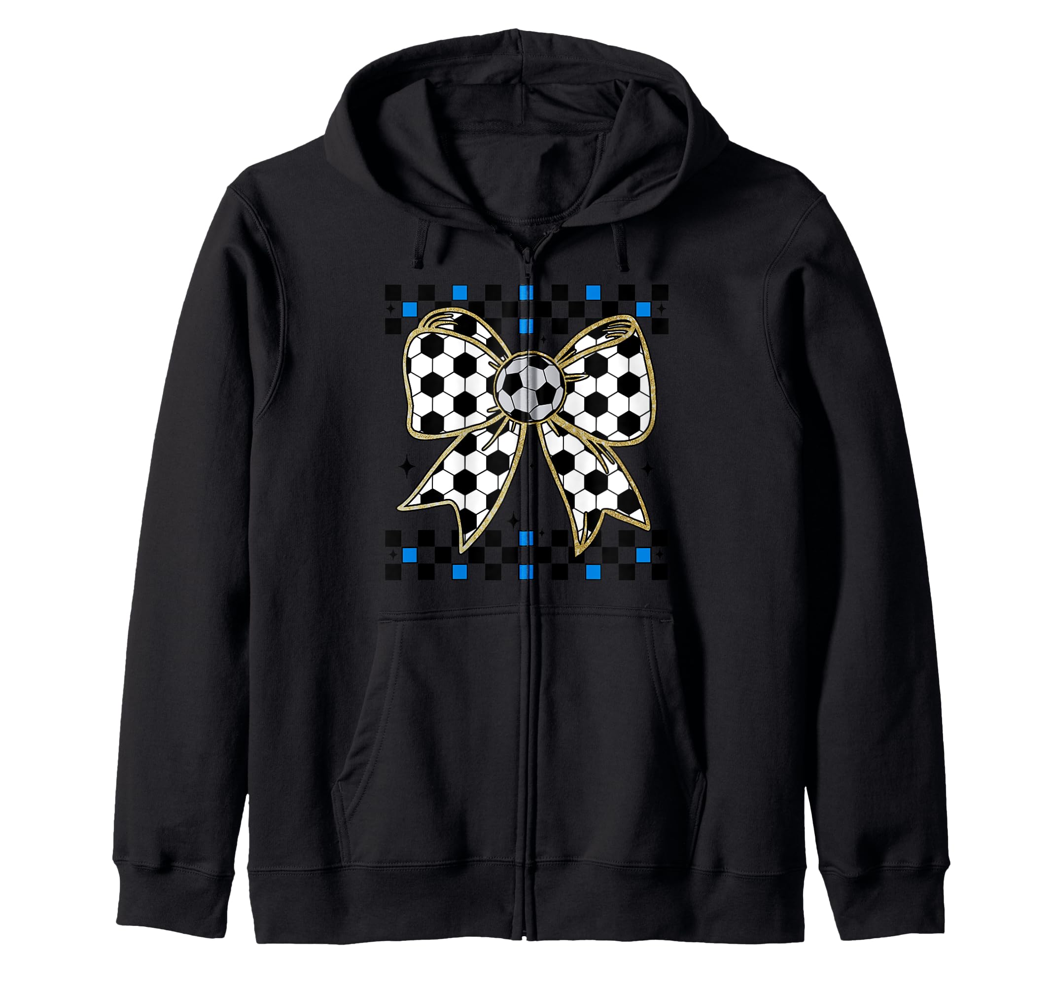 Soccer Bow Checkered Ribbon Gift Sports Hoodie - Minimalist Print Unisex