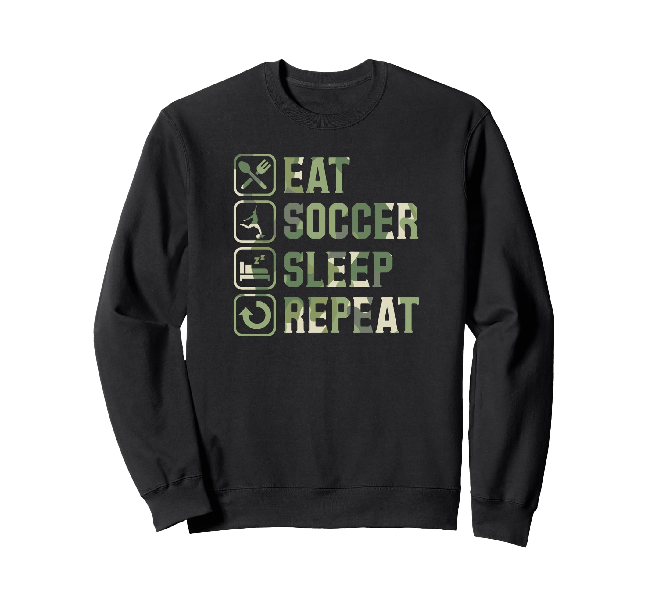 Eat Soccer Sleep Repeat Simple Sweatshirt - Trendy Graphic for Adults