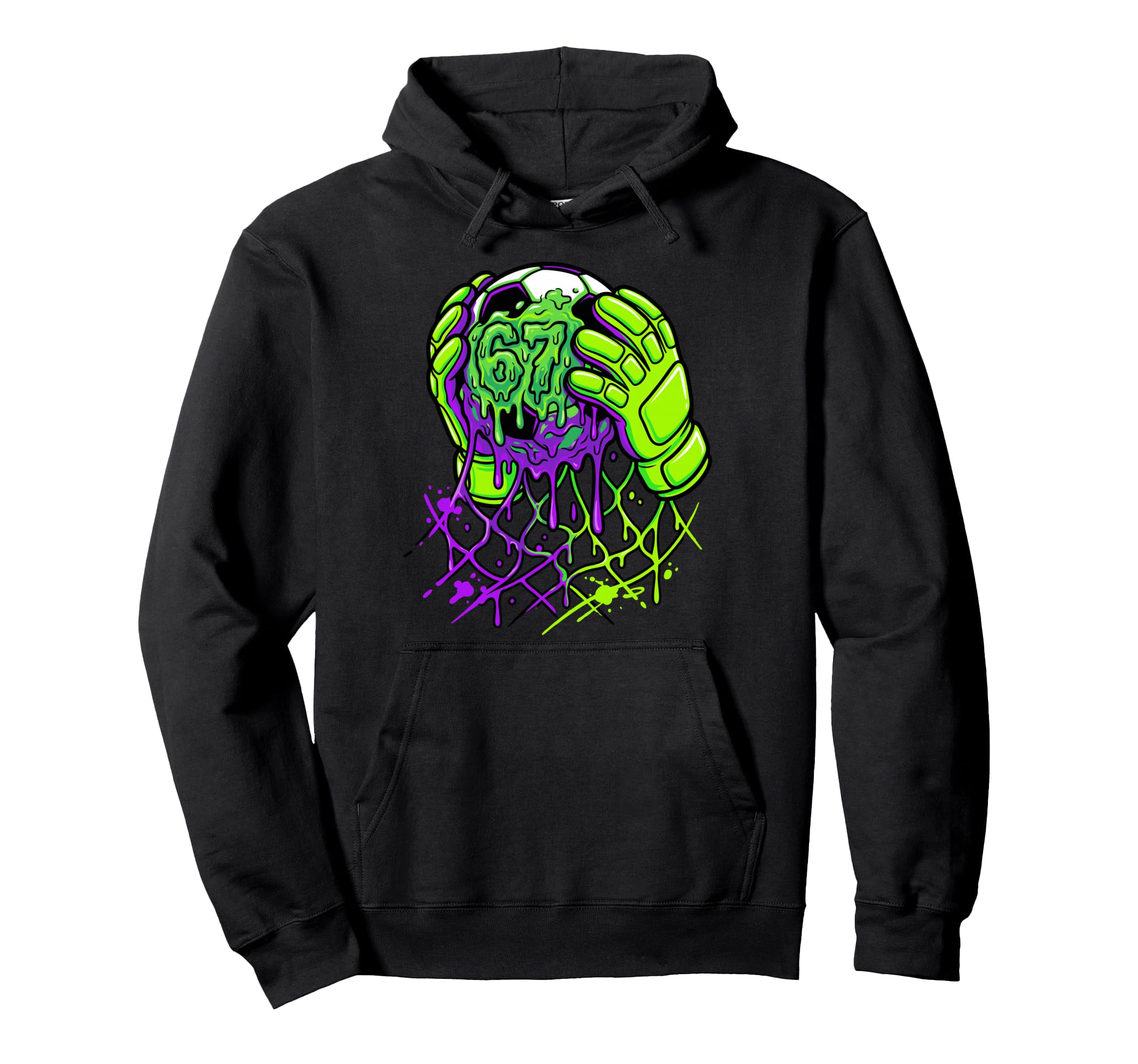 Slime Soccer 67 Goalie Gloves Dripping Hoodie - Novelty Apparel Men Women