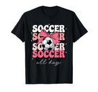 Groovy Soccer Coquette Bow Soccer All T-Shirt - Graphic Print for Adults