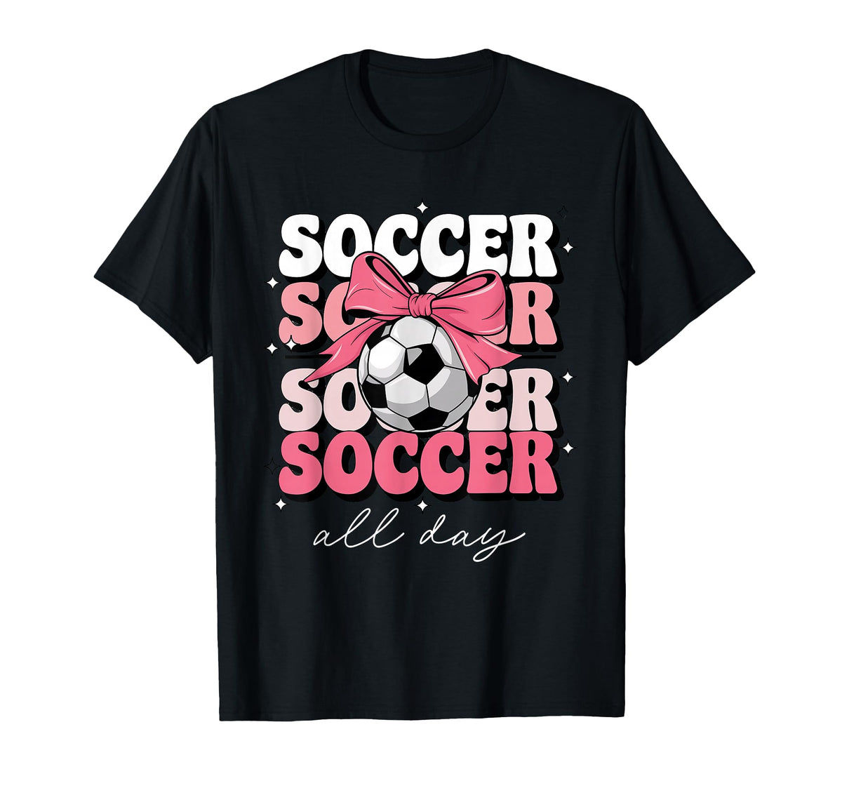 Groovy Soccer Coquette Bow Soccer All T-Shirt - Graphic Print for Adults